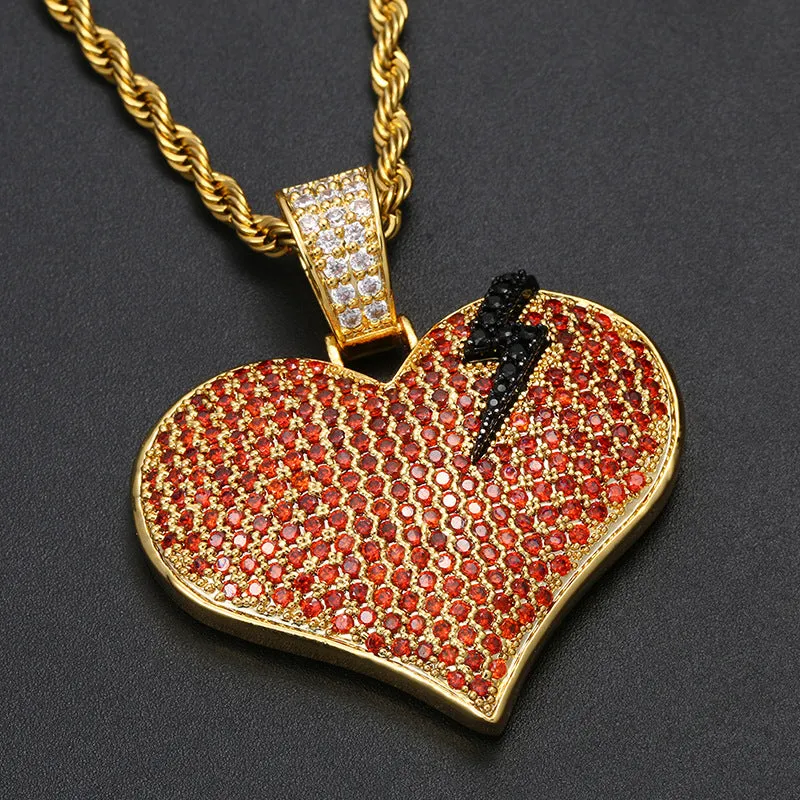 Lightning Red Heart Pendant