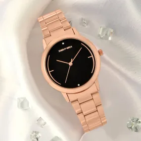 Luna Black Dial Rosegold Metallic Strap Watch