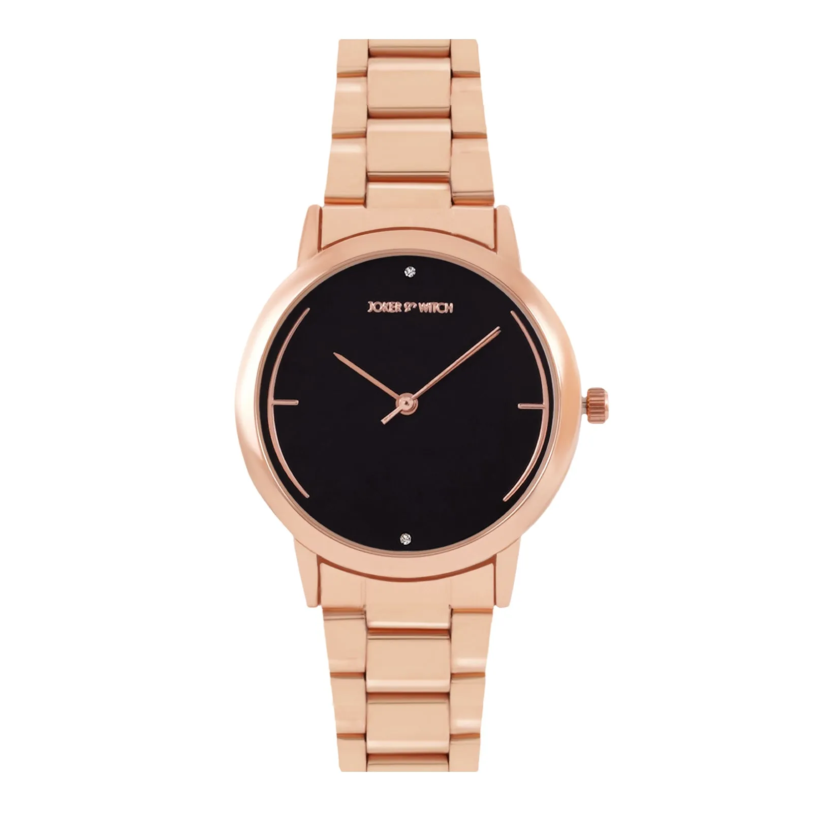 Luna Black Dial Rosegold Metallic Strap Watch