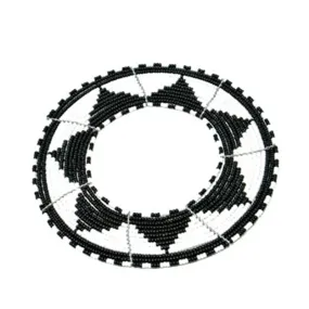 Maasai Disc Beaded Bangle 02 - Black & White