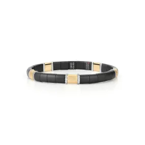 Matte Black Ceramic Stretch Bracelet with Diamonds