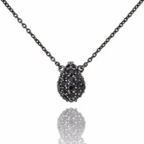 MCL Design Sterling Silver Teardrop Necklace with Black Spinel