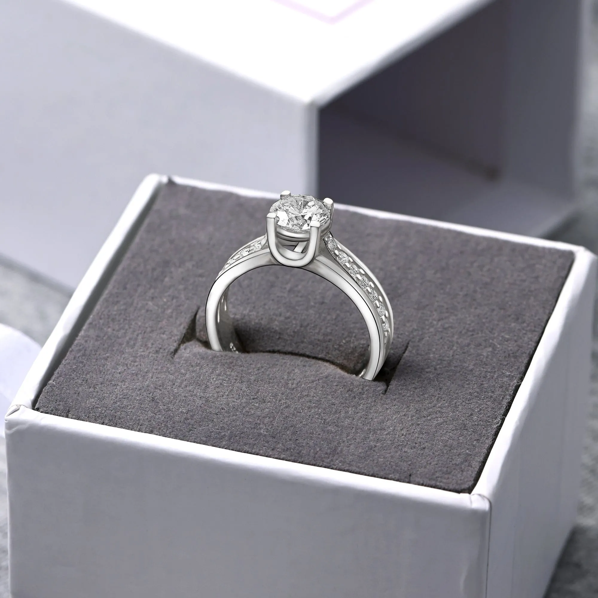 Minimalist Engagement Ring Silver Wedding Band