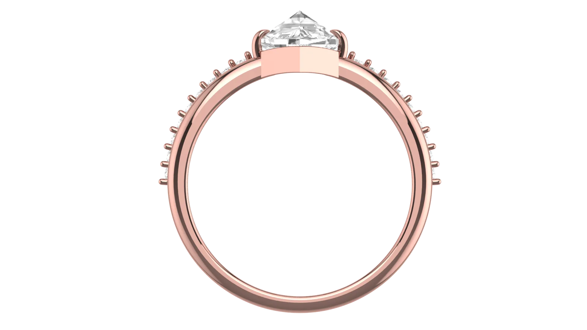 Moissanite Hexagon Custom Cut 14K Rose Gold Engagement Ring