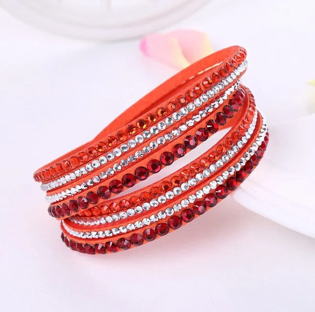 New Leather Rhinestone Bracelet