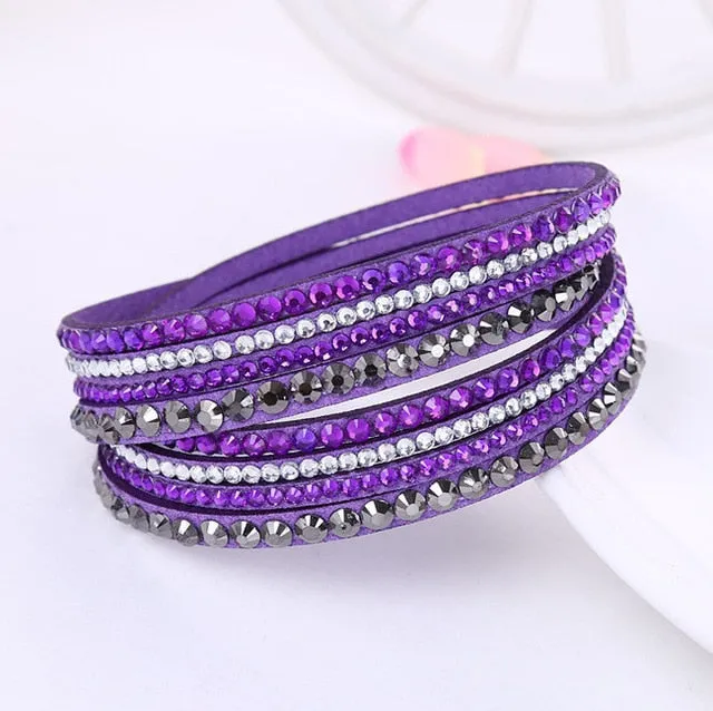 New Leather Rhinestone Bracelet