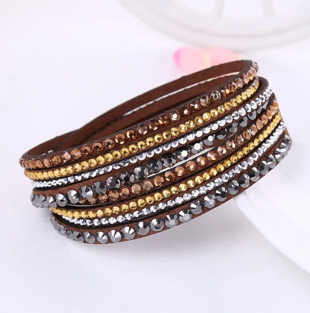 New Leather Rhinestone Bracelet