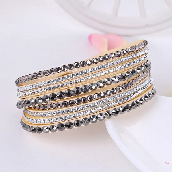 New Leather Rhinestone Bracelet