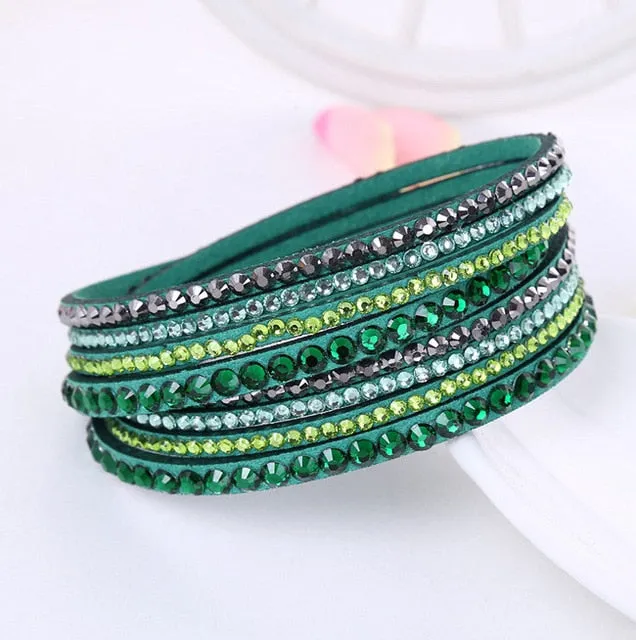 New Leather Rhinestone Bracelet