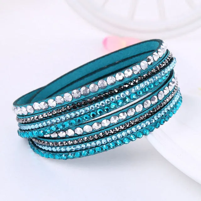 New Leather Rhinestone Bracelet