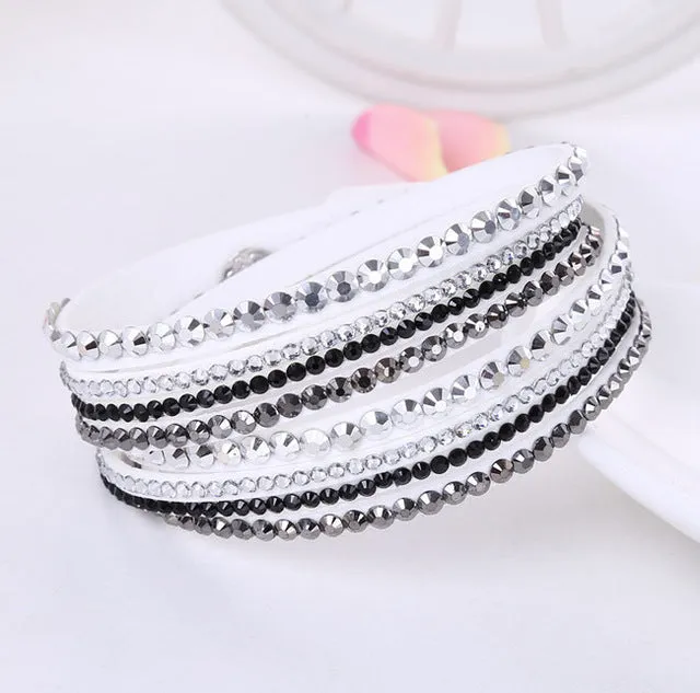 New Leather Rhinestone Bracelet