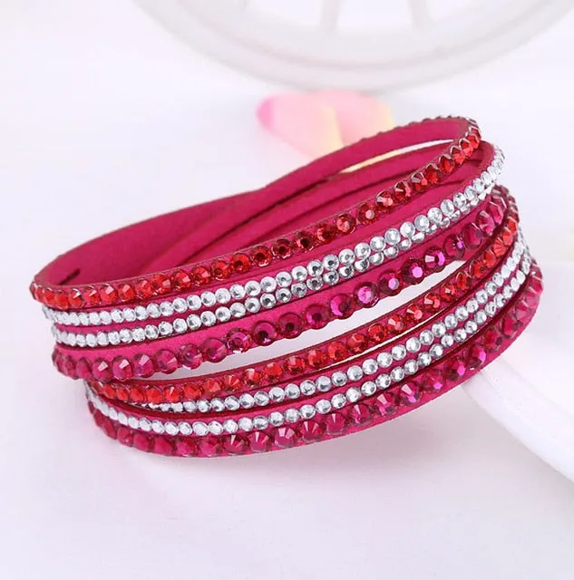 New Leather Rhinestone Bracelet