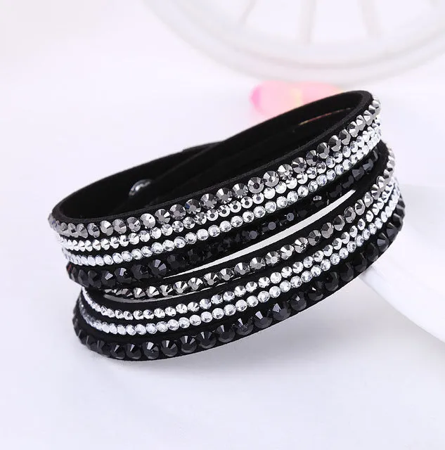 New Leather Rhinestone Bracelet