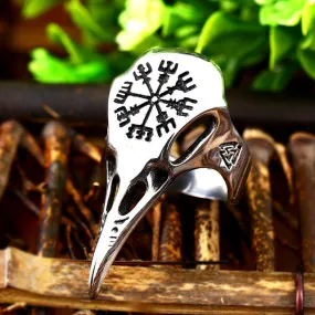 Nordic Viking Runic Raven's Skull Ring