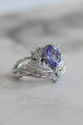 Oval tanzanite white gold ring set / Adonis