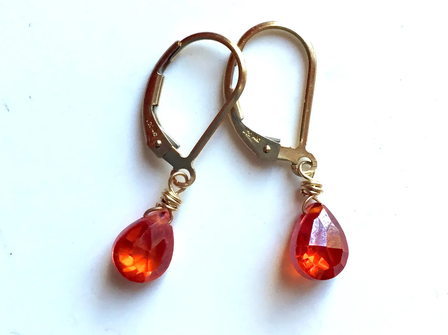 Padparadscha Teeny Earrings- Metal and Earwire options