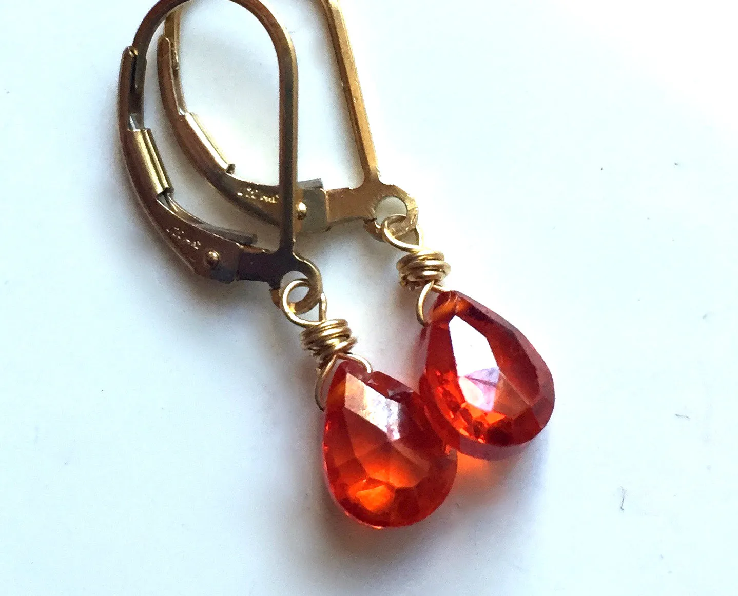 Padparadscha Teeny Earrings- Metal and Earwire options