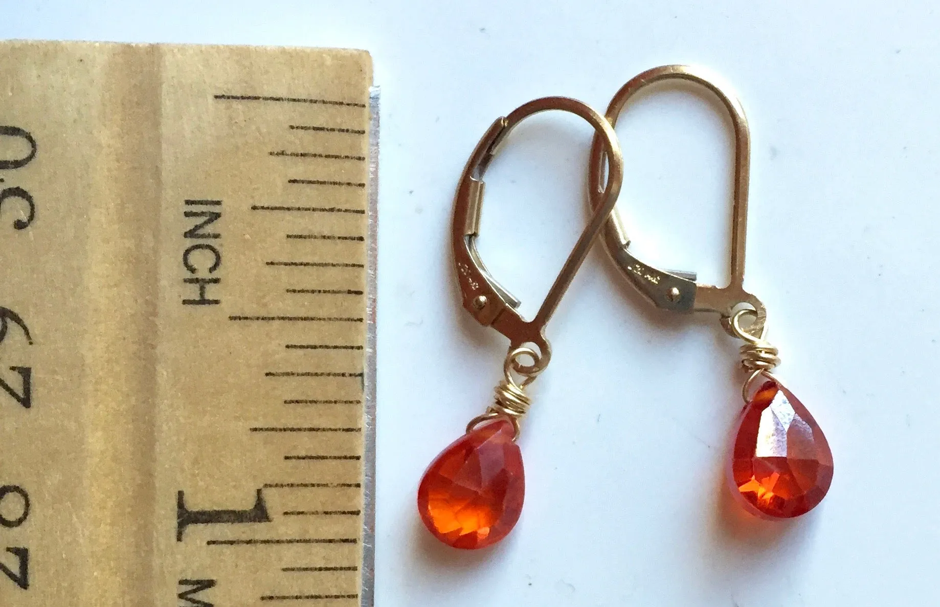 Padparadscha Teeny Earrings- Metal and Earwire options