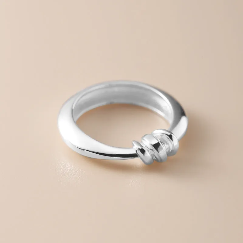 Patchwork Finger Ring 925 Sterling Silver Triple Circle Plain Ring