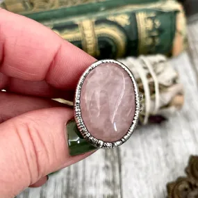 Pink Rose Quartz Ring in Fine Silver Size 6 7 8 9  / Foxlark Collection