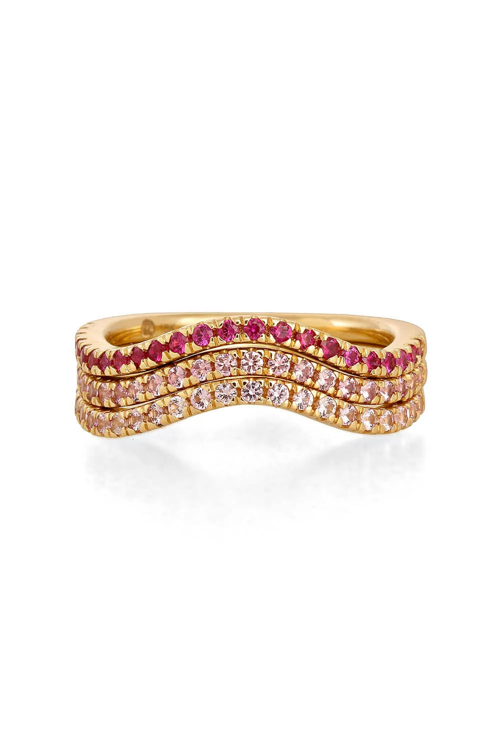 Pink Sapphire Wave Stack Ring