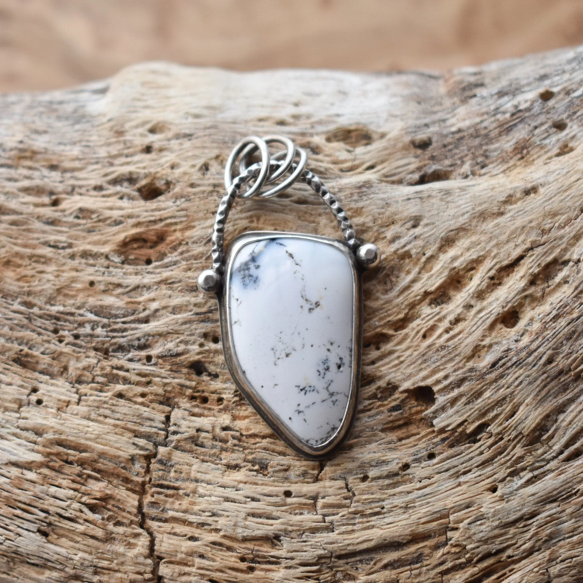 READY TO SHIP - Dendritic Opal Pendant - Ooak Silversmith Pendant - Dendritic Opal Necklace