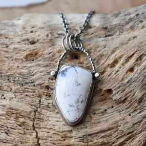 READY TO SHIP - Dendritic Opal Pendant - Ooak Silversmith Pendant - Dendritic Opal Necklace