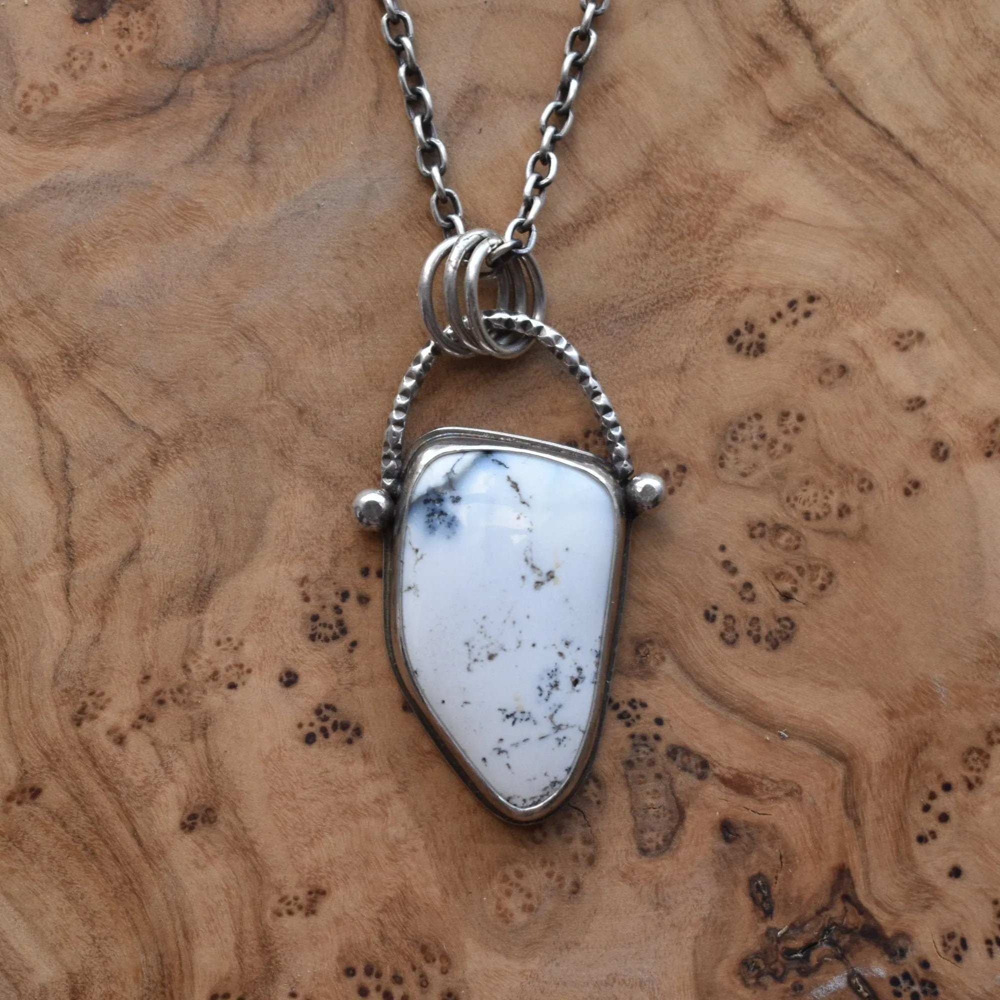 READY TO SHIP - Dendritic Opal Pendant - Ooak Silversmith Pendant - Dendritic Opal Necklace