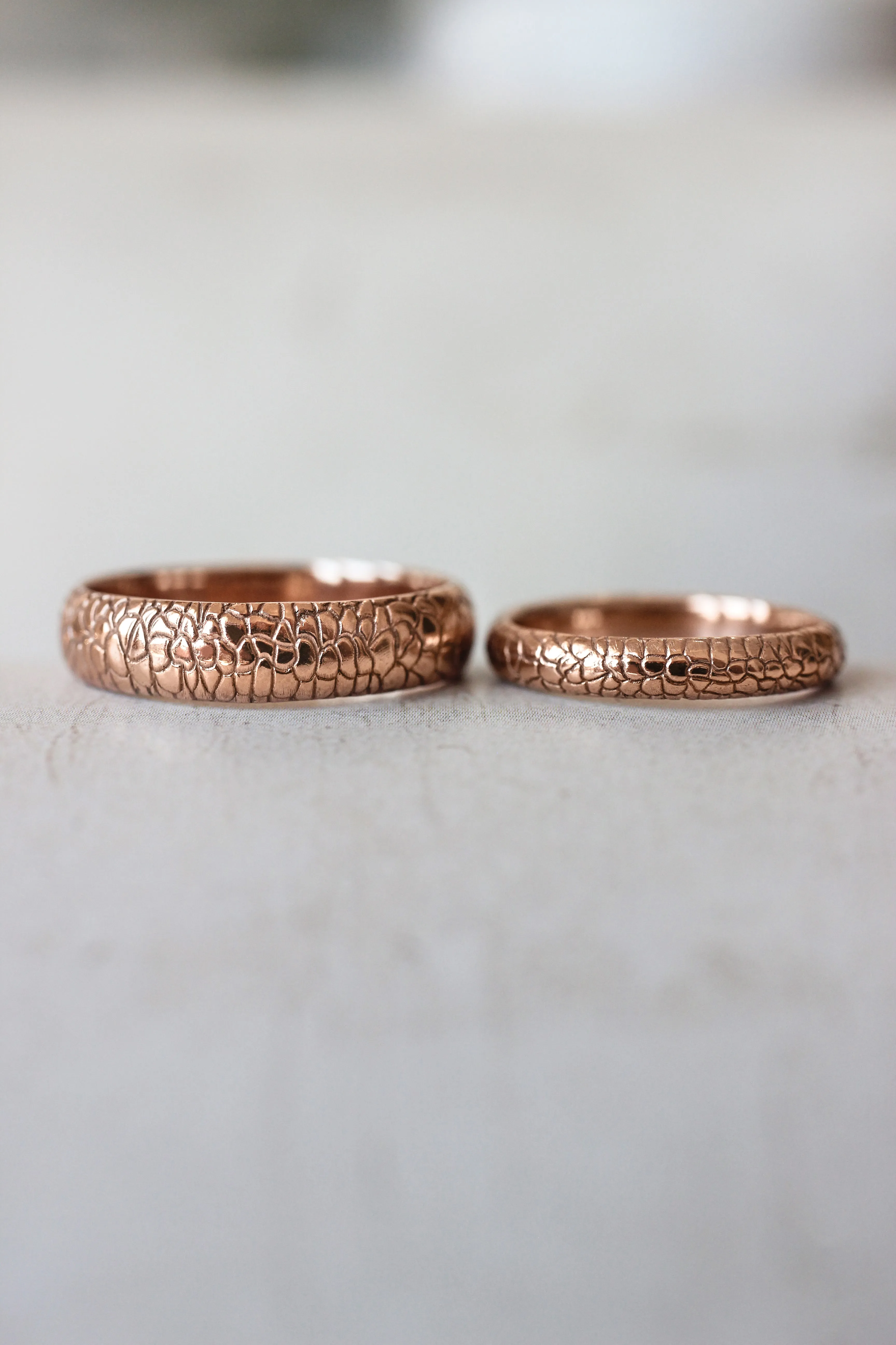 READY TO SHIP: Reptile wedding band in 14K rose gold, RING SIZE 9 US