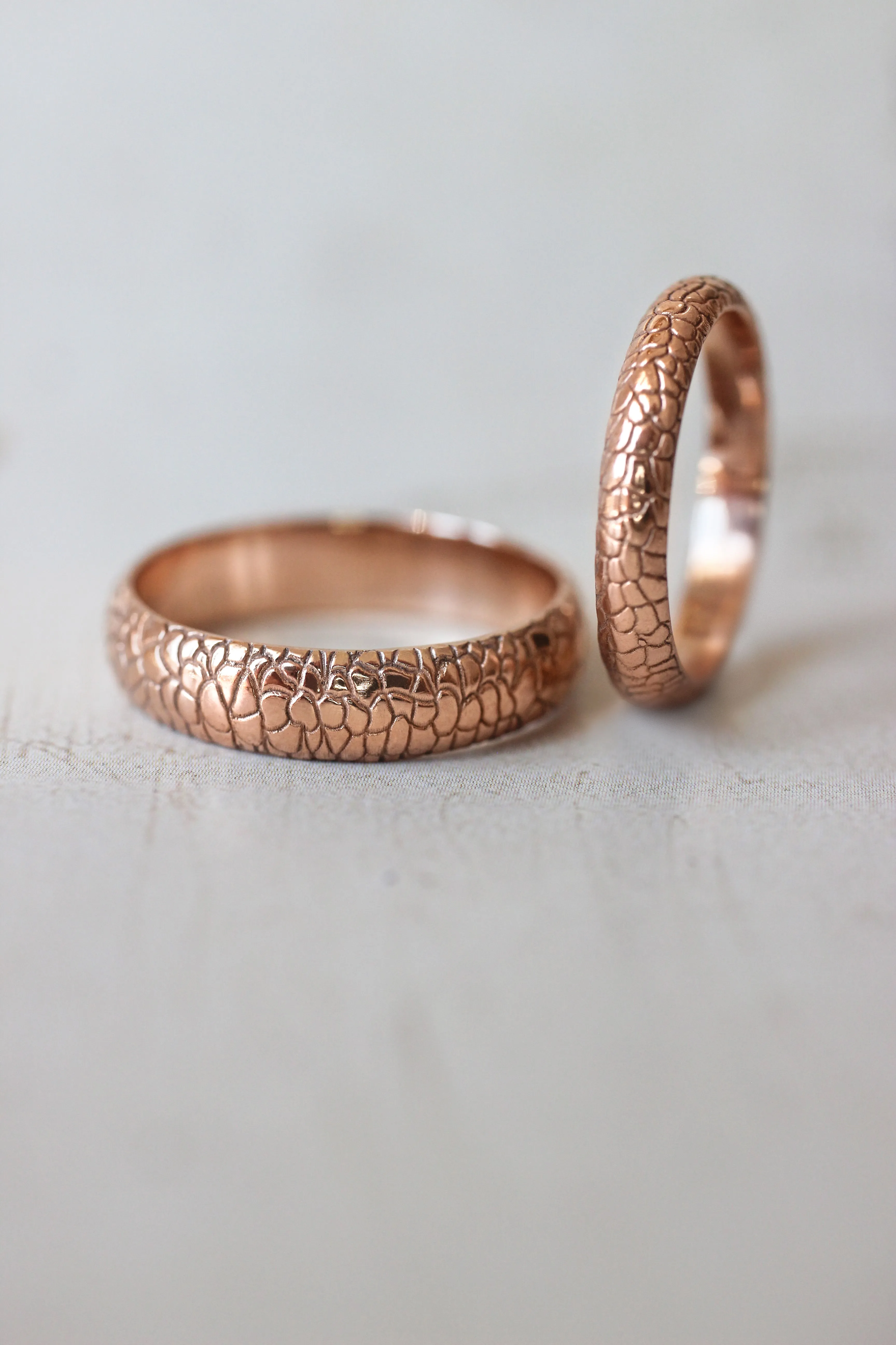 READY TO SHIP: Reptile wedding band in 14K rose gold, RING SIZE 9 US