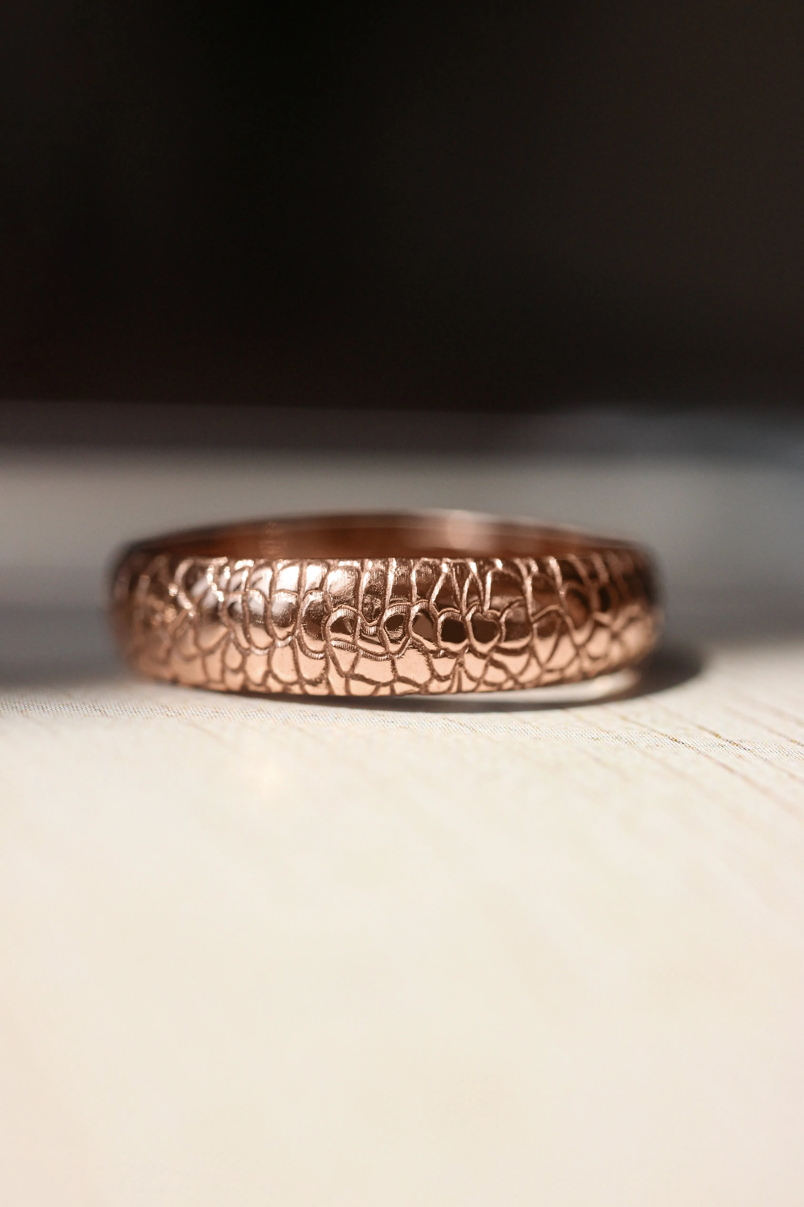 READY TO SHIP: Reptile wedding band in 14K rose gold, RING SIZE 9 US