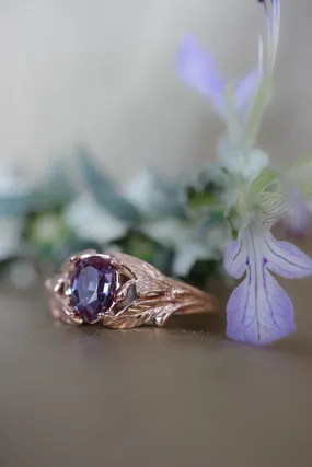 READY TO SHIP: Wisteria in 18K rose gold, pear alexandrite 7x5 mm, RING SIZE - 8 US