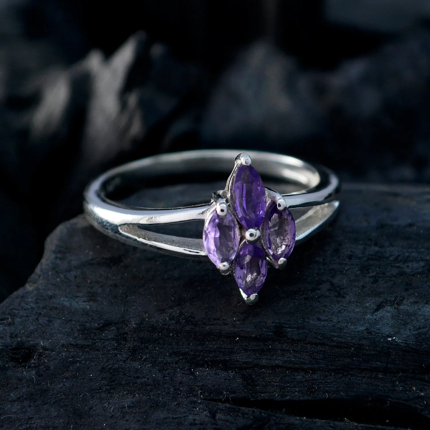 Riyo Appealing Gem Amethyst Sterling Silver Ring Faishonable Jewelry