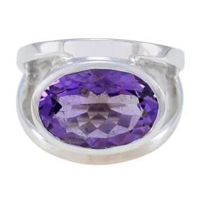 Riyo Captivating Gemstone Amethyst 925 Silver Ring Art Deco Jewelry