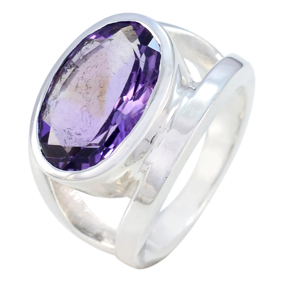 Riyo Captivating Gemstone Amethyst 925 Silver Ring Art Deco Jewelry