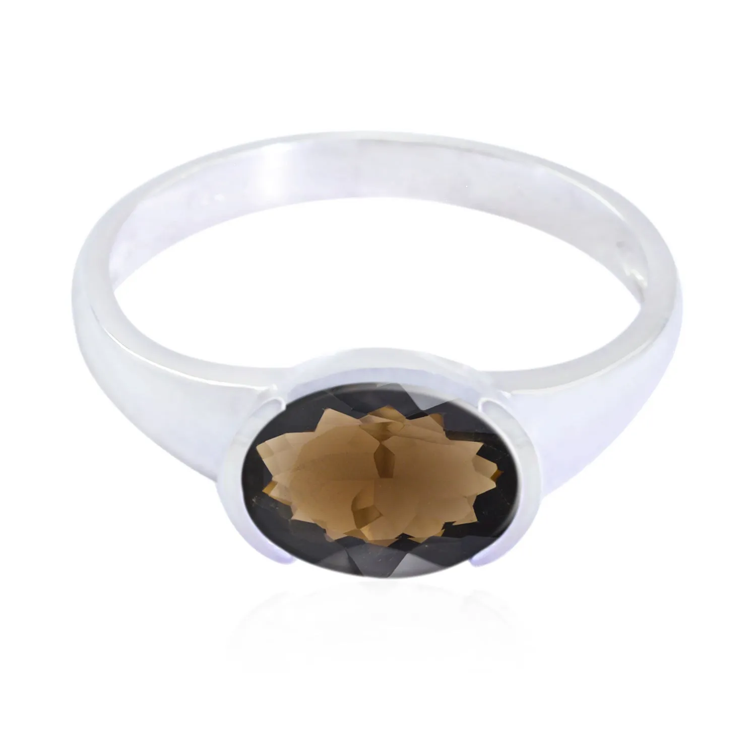 Riyo Designer Gems Smoky Quartz 925 Silver Ring Jewelry Mannequin