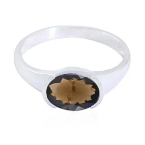 Riyo Designer Gems Smoky Quartz 925 Silver Ring Jewelry Mannequin