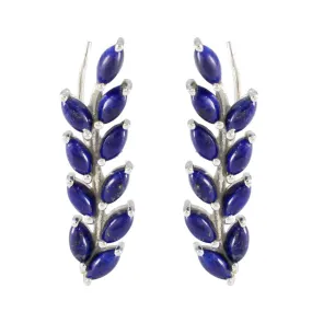 Riyo Exquisite 925 Sterling Silver Earring For Femme Lapis Lazuli Earring Bezel Setting Blue Earring Ear Cuff Earring