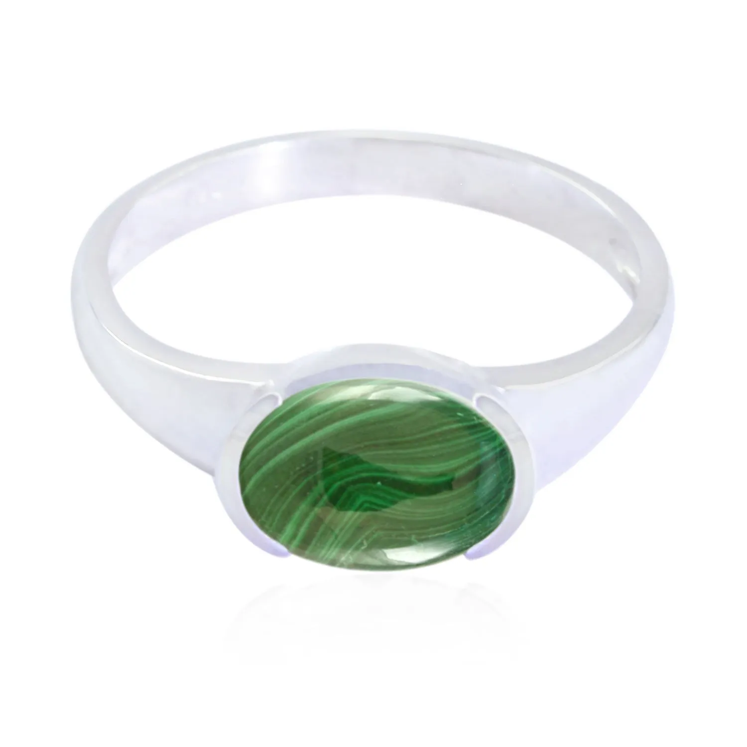 Riyo Fascinating Gemstones Malachite Solid Silver Rings Wood Jewelry