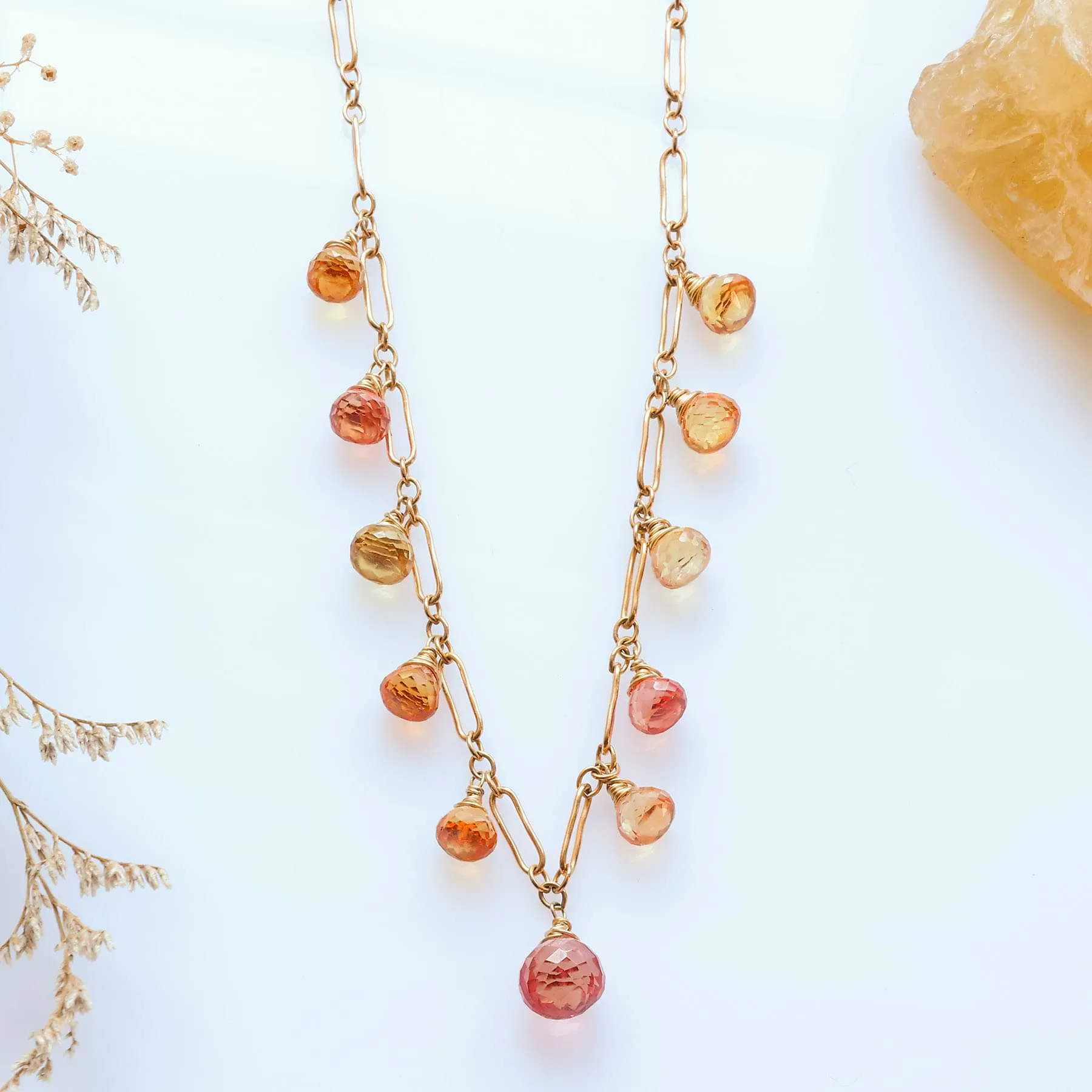 Rose Garden - Padparadscha Sapphire Necklace