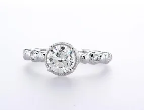 Round Brilliant Cut Milgrain Head Engagement Ring (1.15Ctw)