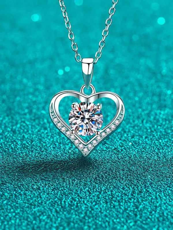 RSP 305 Radiant Love Moissanite Heart Dainty Necklace 1.0 Carat