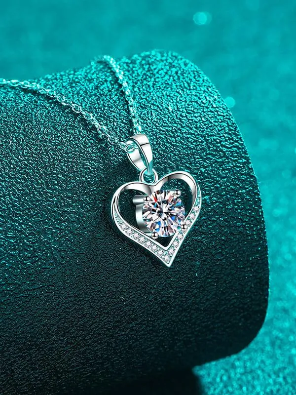 RSP 305 Radiant Love Moissanite Heart Dainty Necklace 1.0 Carat