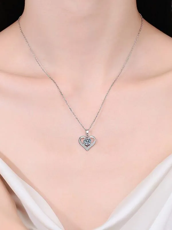 RSP 305 Radiant Love Moissanite Heart Dainty Necklace 1.0 Carat