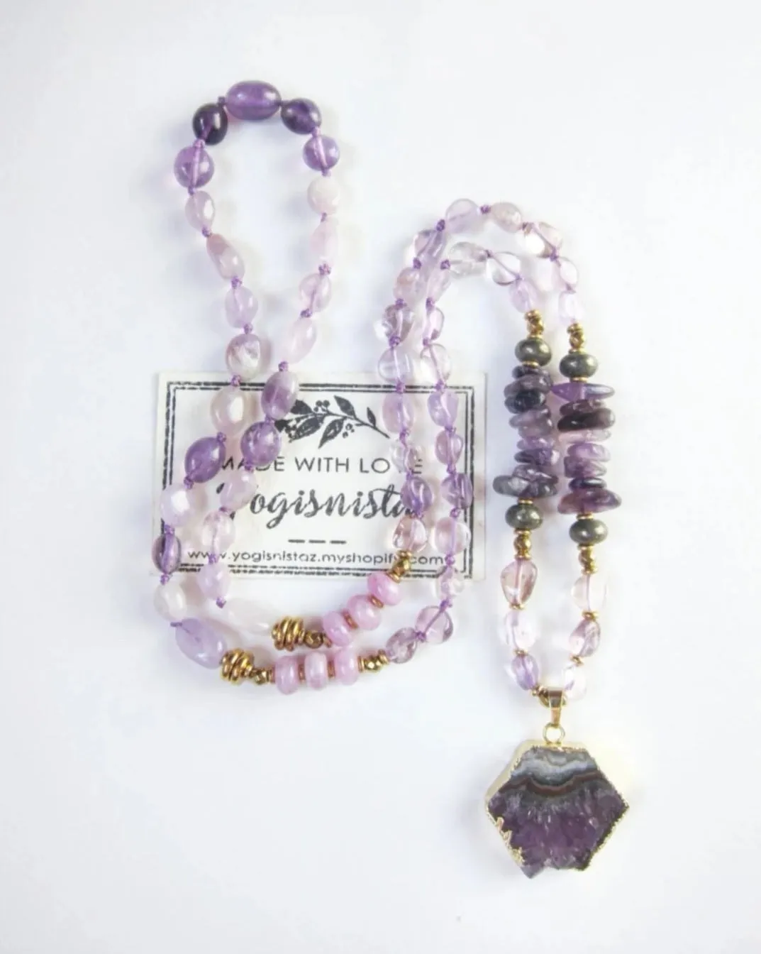 SALE - Bohemian Amethyst, Ametrine, Lavender Quartz in Amethyst Stalactite Pendant Necklace - Root Chakra