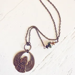 scarab // antiqued brass winged beetle amulet necklace