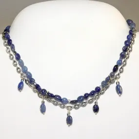 Silver and Blue Denim Gemstone Necklace