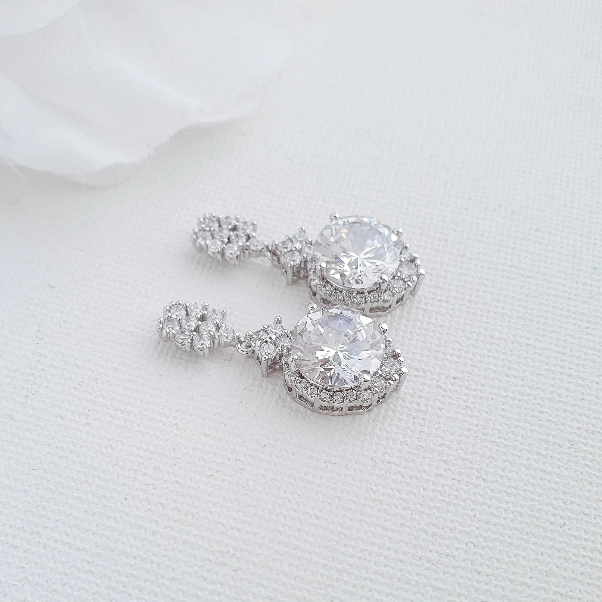 Silver Drop Earrings for Brides and Wedding Guests-Mandy