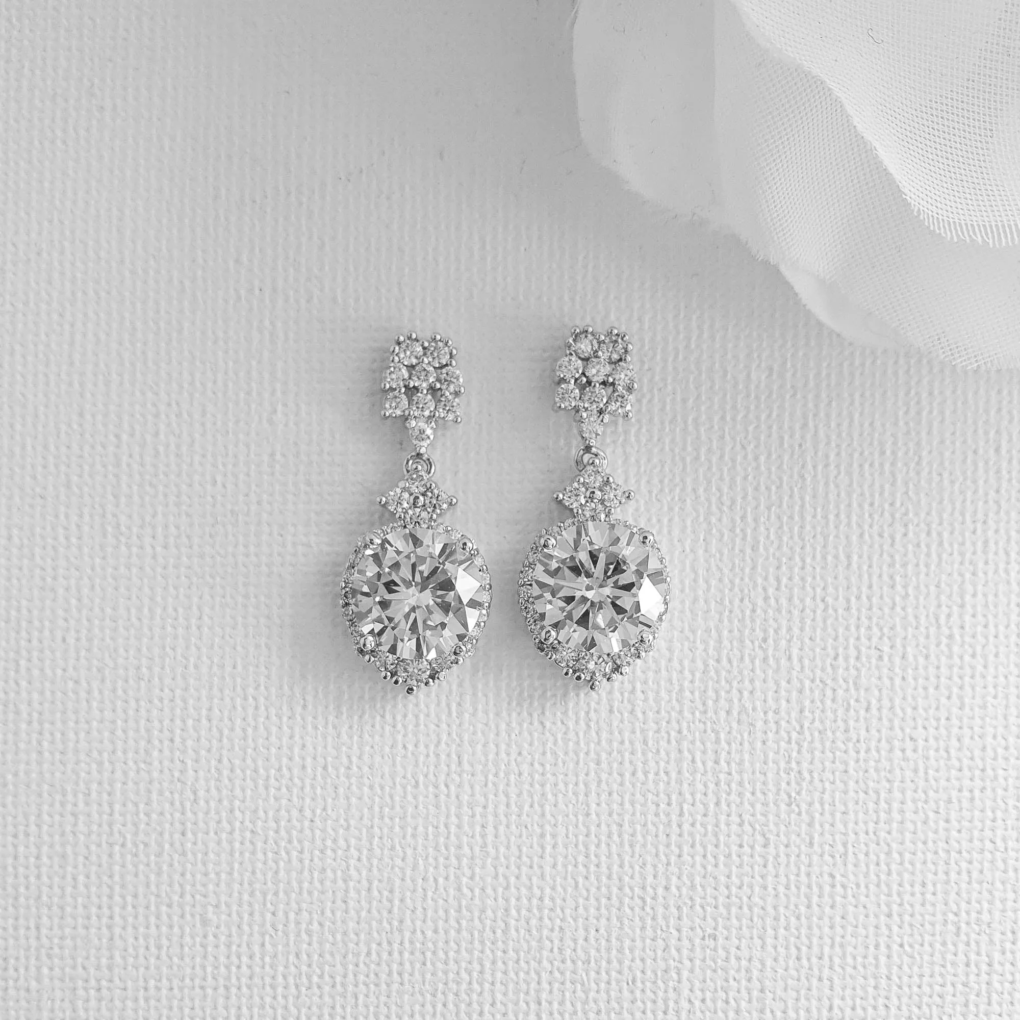 Silver Drop Earrings for Brides and Wedding Guests-Mandy