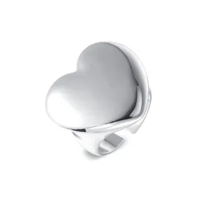 Silver Polished Heart Plain Ring